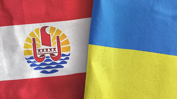 Ukrayna ve Fransız Polinezyası iki bayraklı tekstil kumaşı 3D