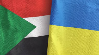 Ukrayna ve Sudan iki bayraklı tekstil kumaşı.