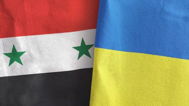 Ukrayna ve Suriye 'de iki bayraklı tekstil kumaşı 3D
