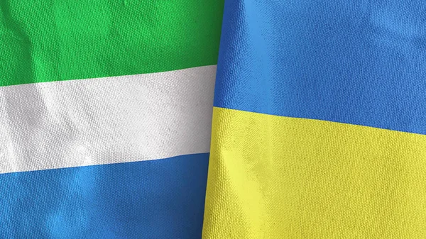 Ukraine and Sierra Leone two flags textile cloth 3D rendering — Stock Photo, Image