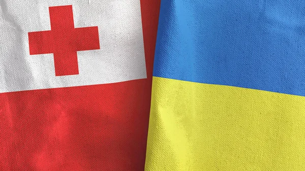 Ukraine and Tonga two flags textile cloth 3D rendering — Stock Photo, Image