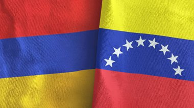 Venezuela ve Ermenistan iki bayraklı kumaş 3D