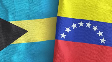 Venezuela ve Bahamalar, iki bayrak, üç boyutlu kumaş.