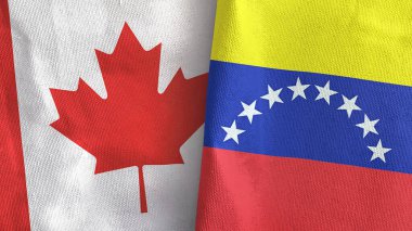 Venezuela ve Kanada 'da iki bayraklı kumaş 3D.