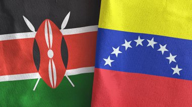 Venezuela ve Kenya iki bayrak tekstil kumaşı 3D