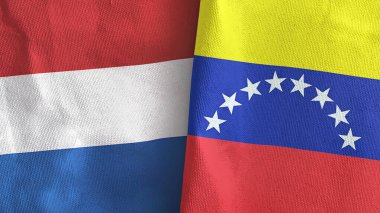 Venezuela ve Hollanda iki bayraklı tekstil kumaşı.
