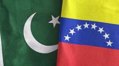 Venezuela ve Pakistan iki bayrak tekstil kumaşı 3D