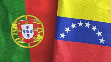 Venezuela ve Portekiz iki bayrak tekstil kumaşı 3D