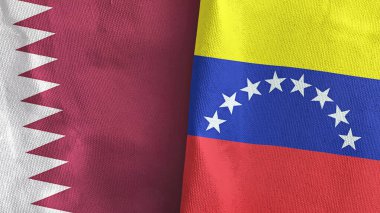 Venezuela ve Katar iki bayrak tekstil kumaşı 3D
