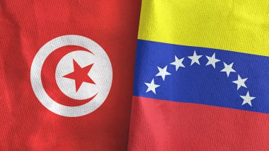 Venezuela ve Tunus iki bayraklı tekstil kumaşı 3D