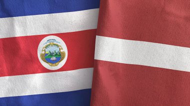 Letonya ve Kosta Rika 'da iki bayraklı tekstil kumaşı 3D.