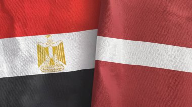 Letonya ve Mısır 'da iki bayraklı kumaş 3D görüntüleme