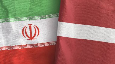 Letonya ve İran 'da iki bayraklı kumaş 3D görüntüleme