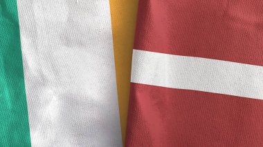 Letonya ve İrlanda iki bayraklı tekstil kumaşı 3D