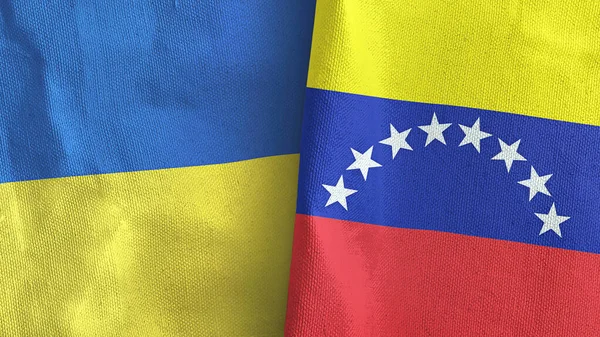Venezuela und Ukraine zwei Flaggen Textiltuch 3D-Rendering — Stockfoto