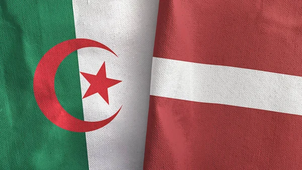 Letonya ve Cezayir 'de iki bayraklı tekstil kumaşı 3D.