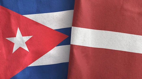 라트비아와 쿠바, 깃발 2 개 3D 렌더링 — 스톡 사진