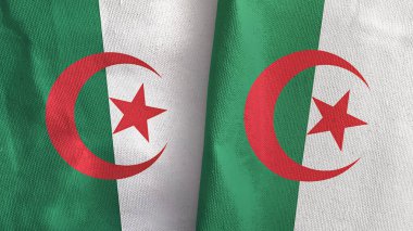 Cezayir 2 bayraklı tekstil kumaşı 3D