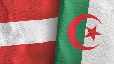 Cezayir ve Avusturya iki bayraklı tekstil kumaşı 3D