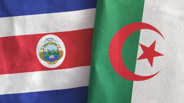 Cezayir ve Kosta Rika 'da iki bayraklı tekstil kumaşı 3D.