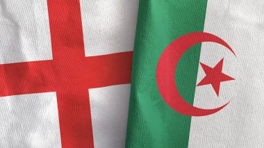 Cezayir ve İngiltere 'de iki bayraklı kumaş 3D.