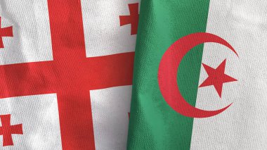 Cezayir ve Gürcistan iki bayraklı tekstil kumaşı 3D