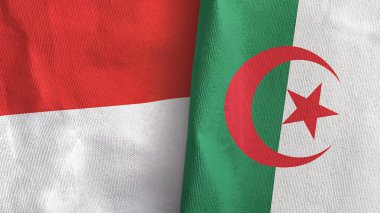 Cezayir ve Endonezya iki bayraklı tekstil kumaşı 3D