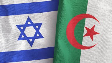 Cezayir ve İsrail iki bayraklı tekstil kumaşı 3D