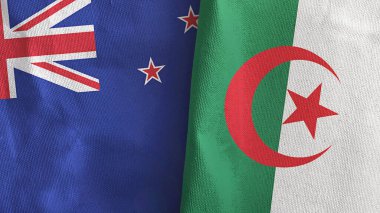 Cezayir ve Yeni Zelanda 'da iki bayraklı tekstil kumaşı 3D.