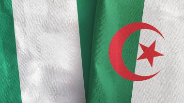 Cezayir ve Nijerya iki bayraklı tekstil kumaşı 3D