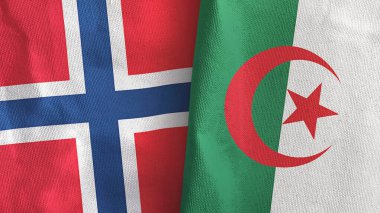 Cezayir ve Norveç 'te iki bayraklı kumaş 3D.