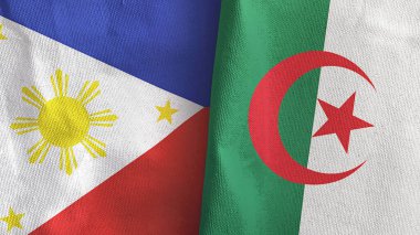 Cezayir ve Filipinler iki bayraklı tekstil kumaşı 3D