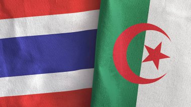 Cezayir ve Tayland 'da iki bayraklı tekstil kumaşı 3D.