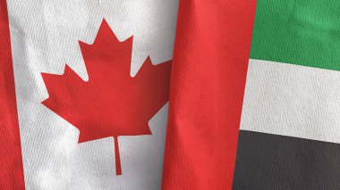 Birleşik Arap Emirlikleri ve Kanada 'da iki bayraklı tekstil kumaşı 3D