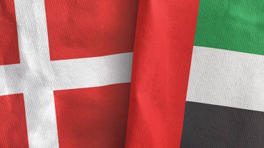 Birleşik Arap Emirlikleri ve Danimarka, 3 boyutlu tekstil kumaşının iki bayrağı.