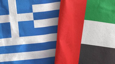 Birleşik Arap Emirlikleri ve Yunanistan, üç boyutlu tekstil kumaşında iki bayrak dikti