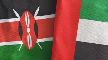 Birleşik Arap Emirlikleri ve Kenya iki bayraklı tekstil kumaşı 3D