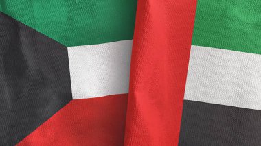 Birleşik Arap Emirlikleri ve Kuveyt iki bayraklı tekstil kumaşı 3D
