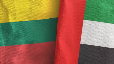 Birleşik Arap Emirlikleri ve Litvanya 2 bayraklı tekstil kumaşı 3D