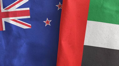 Birleşik Arap Emirlikleri ve Yeni Zelanda 'da iki bayraklı tekstil kumaşı 3D
