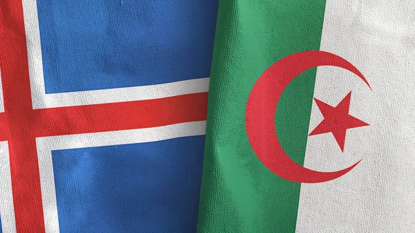 Cezayir ve İzlanda 'da iki bayraklı tekstil kumaşı 3D