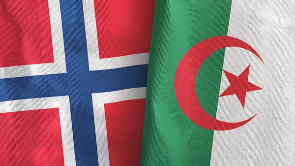 Cezayir ve Norveç 'te iki bayraklı kumaş 3D.