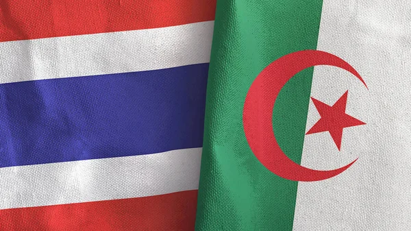 Cezayir ve Tayland 'da iki bayraklı tekstil kumaşı 3D.