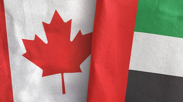 Birleşik Arap Emirlikleri ve Kanada 'da iki bayraklı tekstil kumaşı 3D