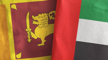 Birleşik Arap Emirlikleri ve Sri Lanka iki bayrak tekstil kumaşı 3D