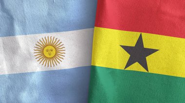Gana ve Arjantin 'de iki bayrak, tekstil kumaşı 3D.