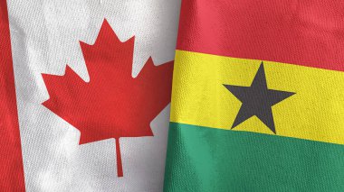 Gana ve Kanada 'da iki bayraklı kumaş 3D.
