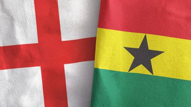 Gana ve İngiltere iki bayraklı tekstil kumaşı 3D