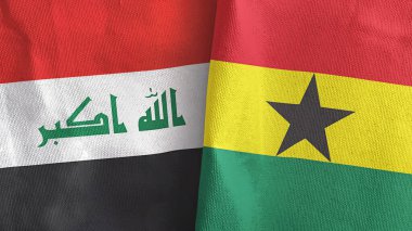 Gana ve Irak iki bayraklı tekstil kumaşı 3D.