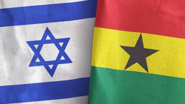 Gana ve İsrail 'in iki bayrağı tekstil kumaşı 3D.